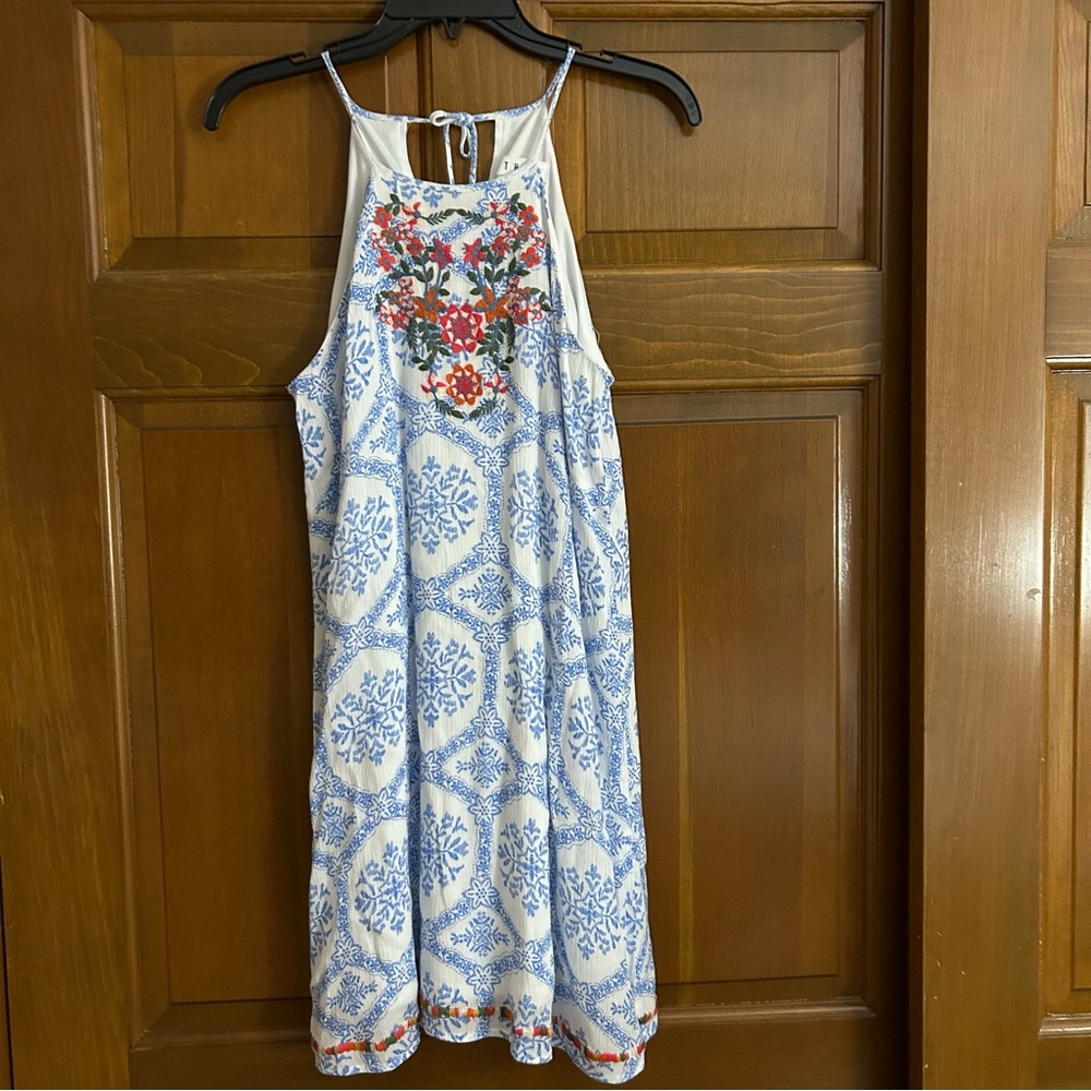 THML bohemian embroidered halter dress